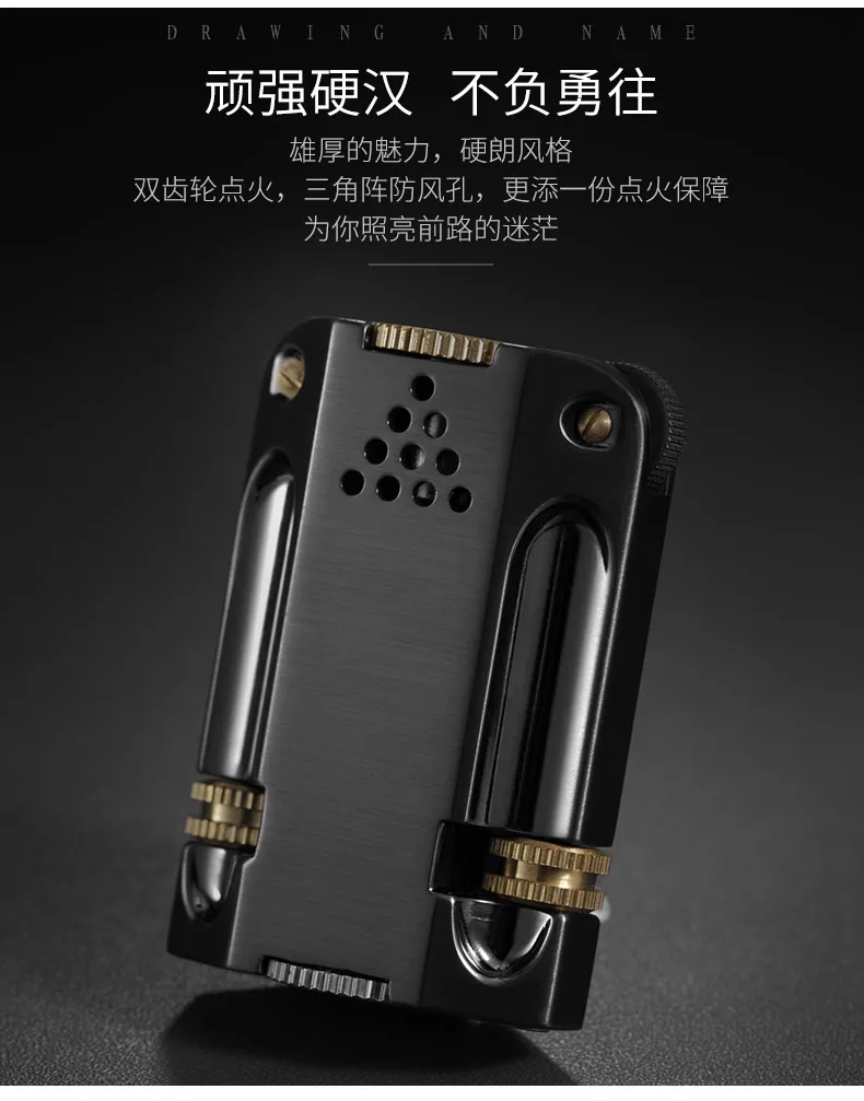 Description Picture 4 of itemZORRO creative double grinding wheel kerosene lighter torch old-fashioned retro windproof lighter men's small gift