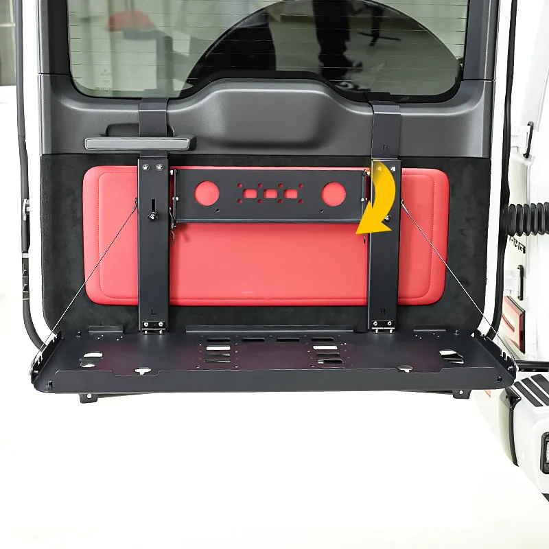 메르세데스 벤츠 G 클래스 (W463) G500 G63 G350 2019-2024 테일게이트 수납 랙 접이식 테이블 패널 트렁크 확장 랙