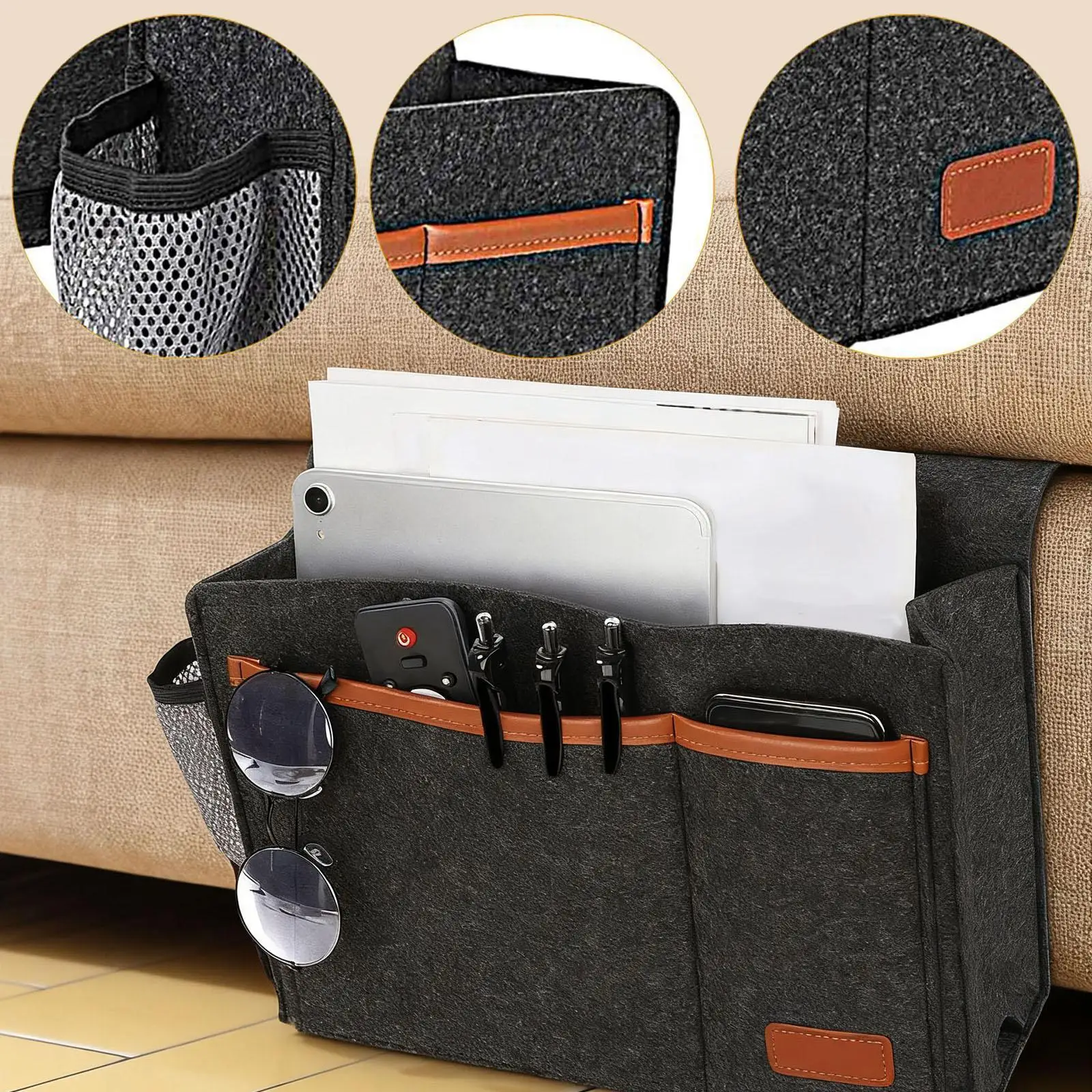 Hanging Bedside Bag, Under Mattress Storage Organizer, Bedside Pockets, Thick