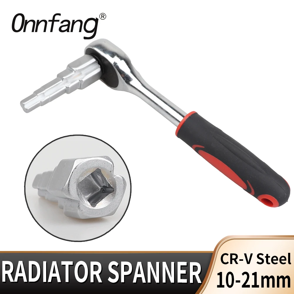 

Onnfang Radiator Spanner Durable Multiused Home Supplies Nipples Radiator Carbon Steel Ratchet Spanner 10-21mm Stepped Wrench