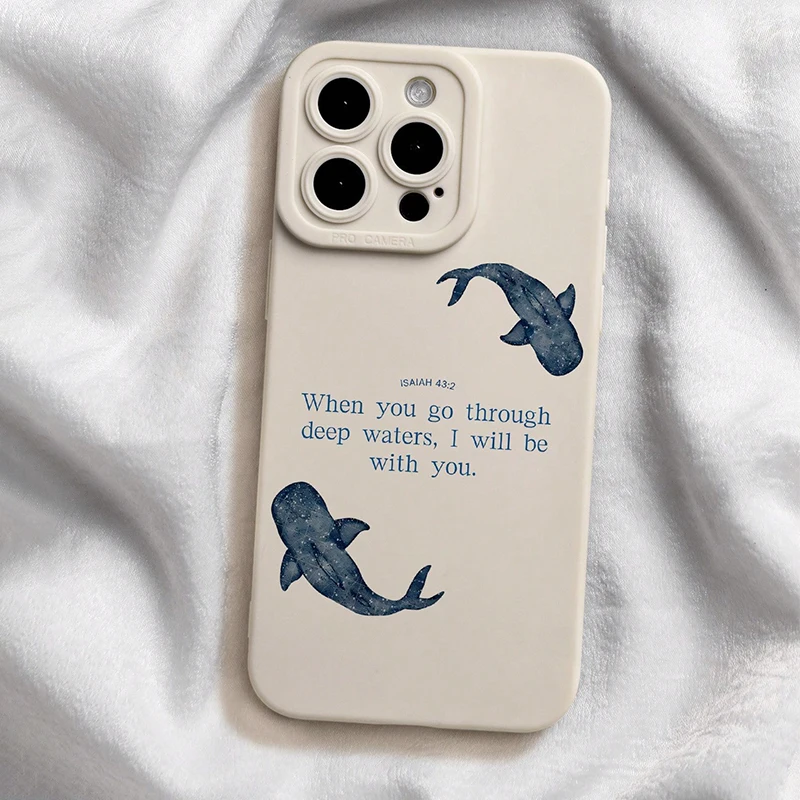 Minimalist Whale Shark Art Bible Verse TPU Phone Case Cover