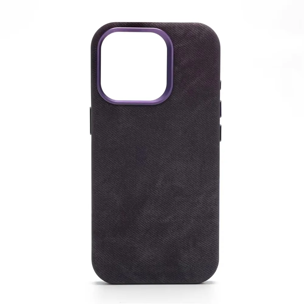 Premium MagSafe Fiber Leather Case with Magnetic Wireless Charging and Shockproof Alloy Lens Cover