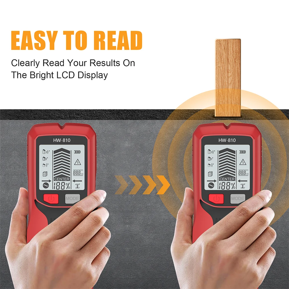 Wall Metal Detector Backlight Stud Finder AC Live Wire Cable Scanner