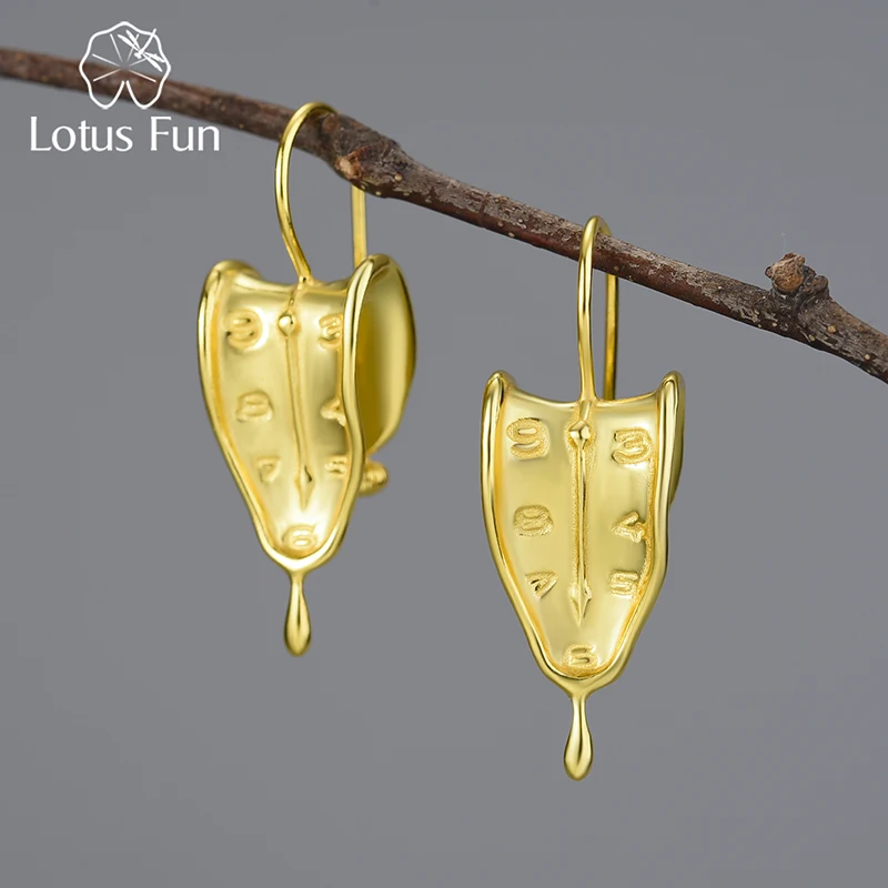 

Lotus Fun Eternity of Memory 18K Gold Clock Shape Love Forever Dangle Earrings for Women 925 Sterling Silver Luxury Fine Jewelry