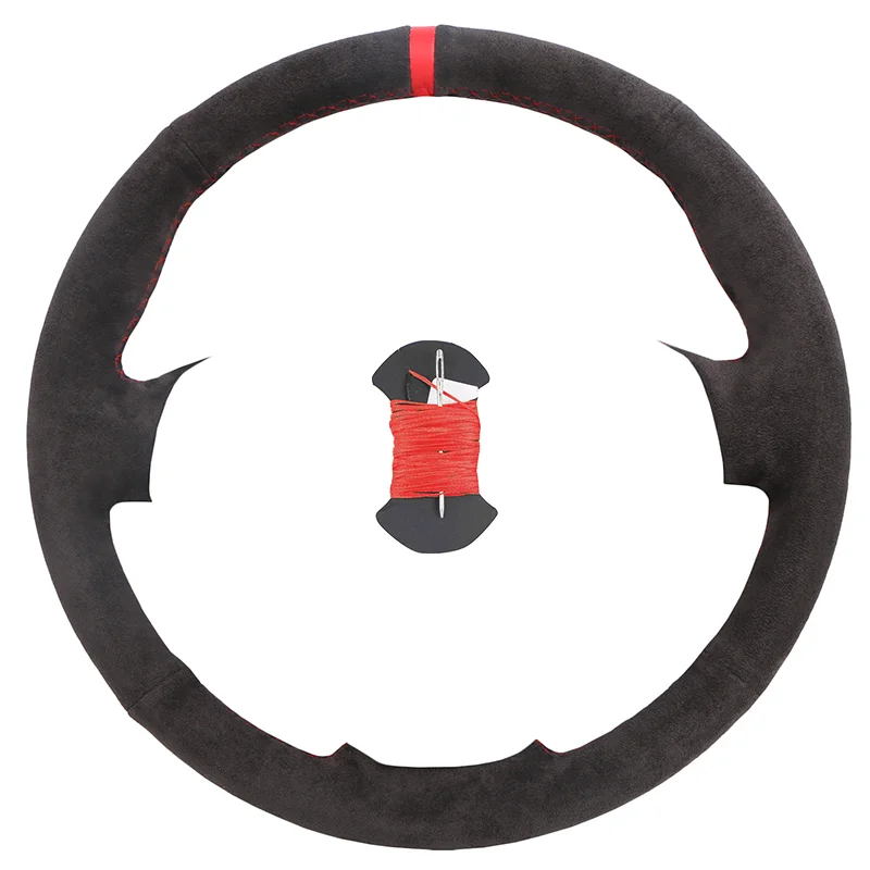 Premium Hand-Sewn Suede Leather Steering Wheel Cover