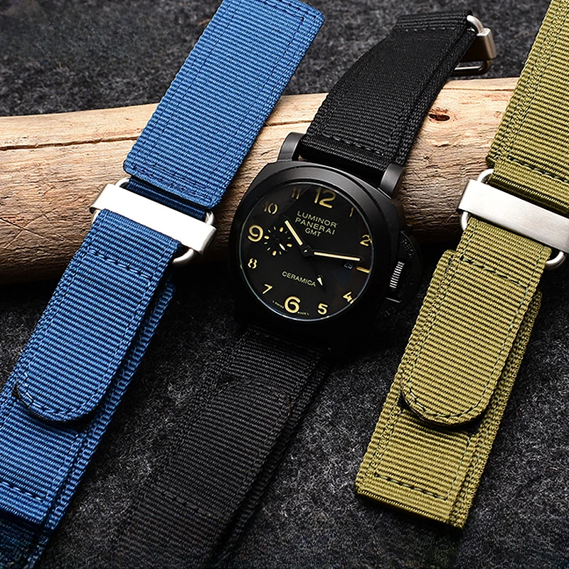 Cinturino In Nylon Con Chiusura A Strappo Per Bell Ross Panerai Watch Sport All'Aria Aperta Solid Canvas 24 22 Accessori Integrati