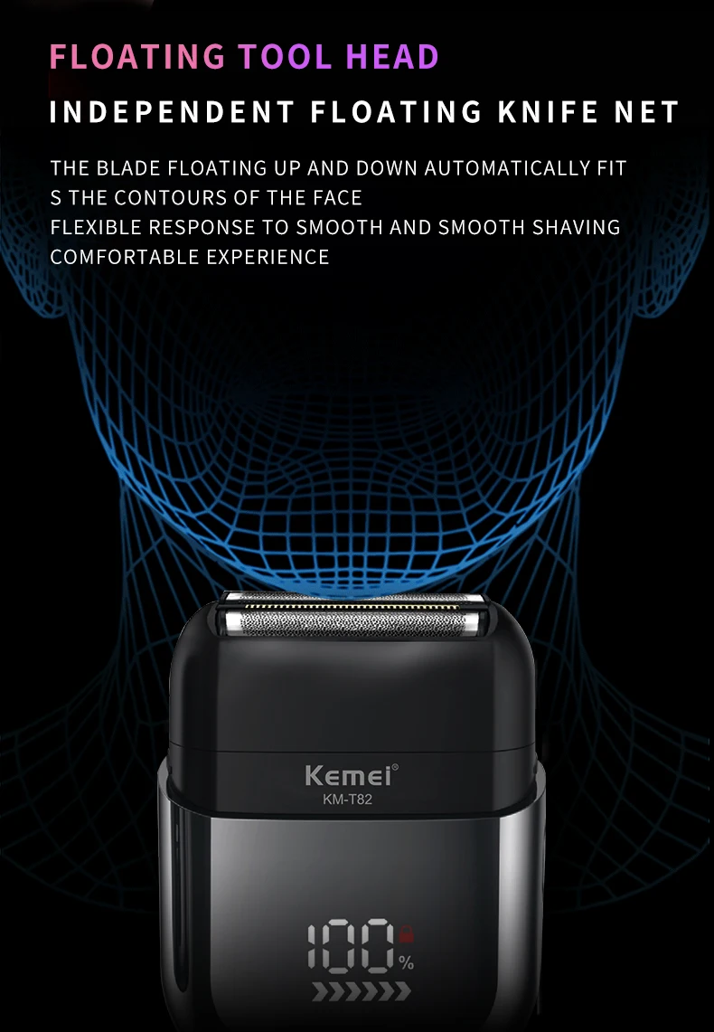 Kemei Wasserdichter Folienrasierer Elektrischer Rasierer für Männer Kompakter Reiserasierer Präzisionsrasierer USB-C Aufladbar Geschenke – Detail 4