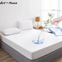 100% Waterproof Mattress Cover with Deep Pocket Solid Color Anti-mite Fitted Bed Sheet Mattress Protector Bed Cover King Queen