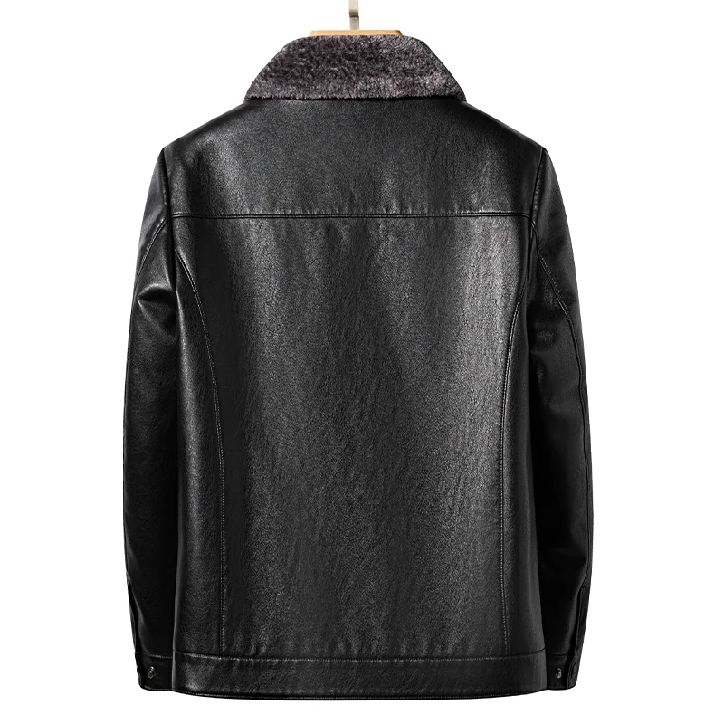 Autumn/Winter Men's Natural Leather Jacket Thickened Fur Integrated Business Casual Top Black Coffee Middle Aged Youth YN-2365 men leather jacket