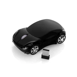 Sleek Wireless Gaming Mouse with LED Lighting - USB Receiver, 2.4GHz, 3D Car Design (Black)