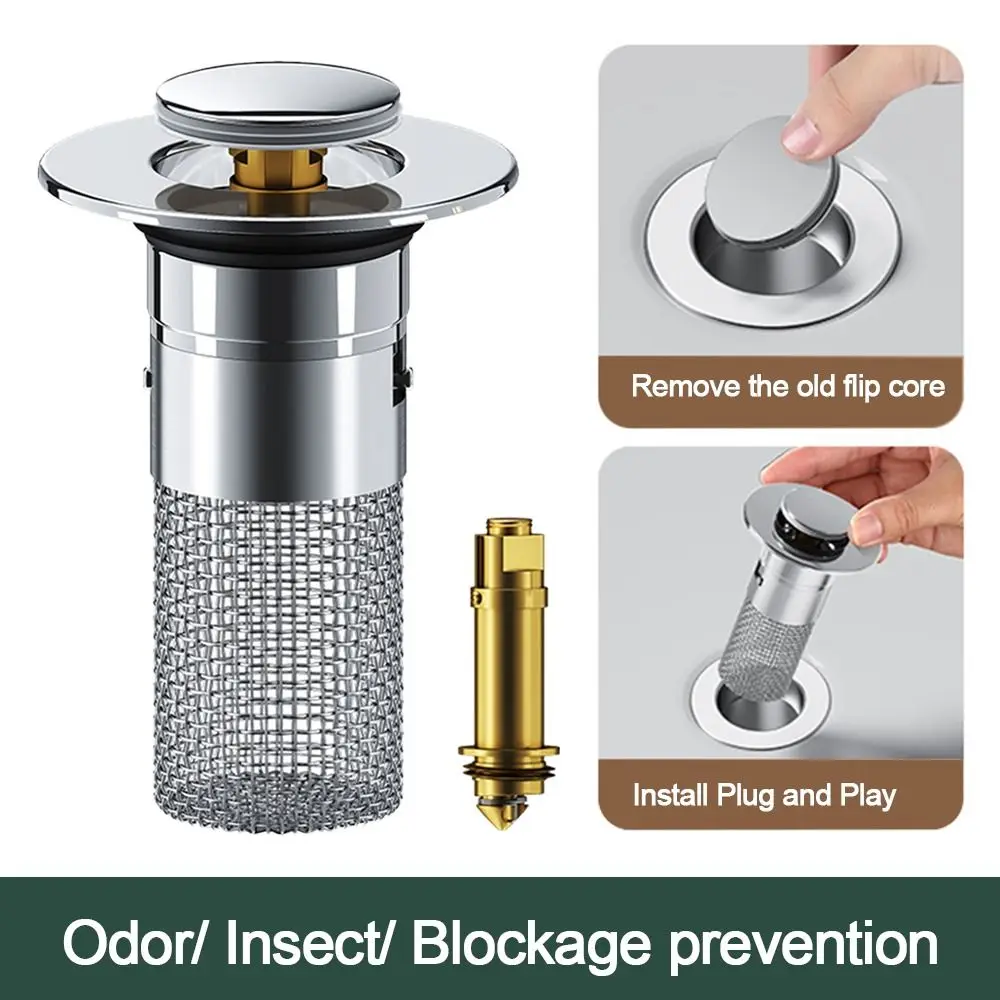 Tappo pop-up per lavandino, coperchio per lavabo, filtro di scarico anti-blocco, adatto per bagno e lavello da cucina (33-40 mm) | Leroy Merlin