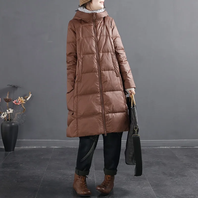 2023 New Women Down Jacket Winter Coat Female Mid Length Version Parkas Loose Thick Warm Outwear Hooded Leisure Time Overcoat