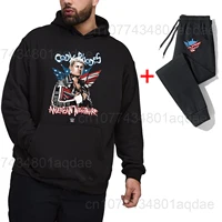 2025 Autumn/Winter New Hot Wrestling Fans Men's Cody Rhodes Black pullover casual pants street casual sports fashion black set 1