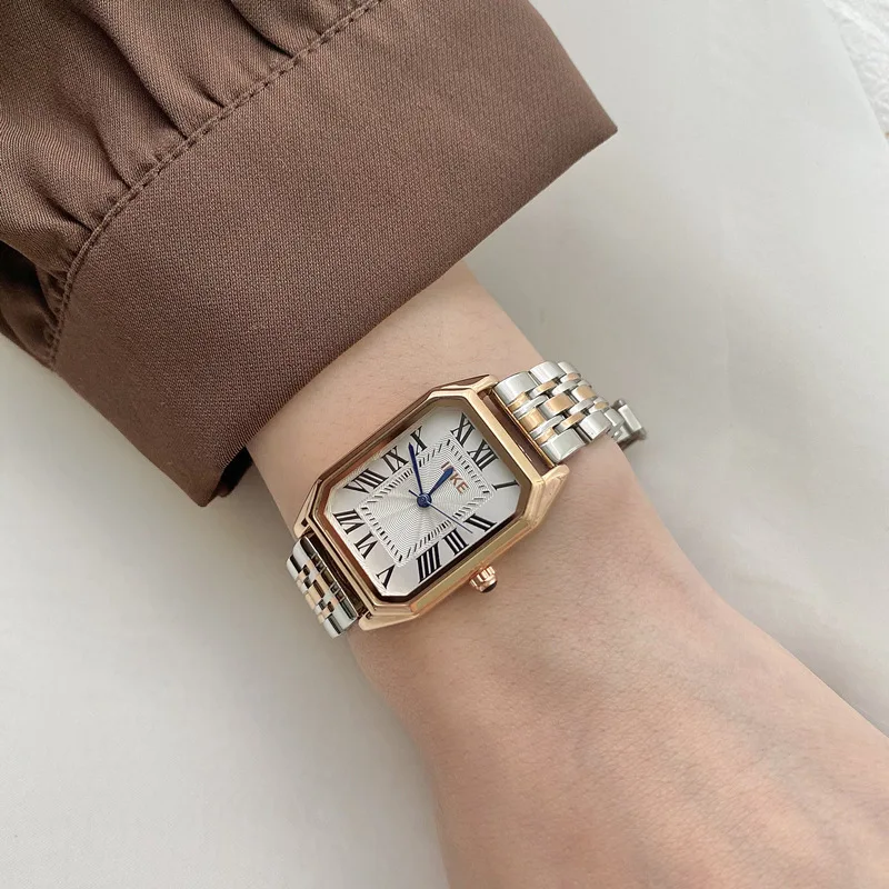 

movement bracelet gold silver waterproof stainless steel wristwatch Rectangle Roman dial ladie watch dress gift ring clock reloj