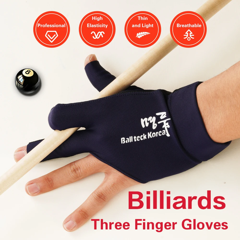 Professional Billiard Glove, 3 Fingers Billiard Accessories, High Quality, Balltex Korea Carom, Left Hand, Medium