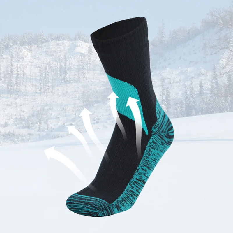 Male Socks Breathable Waterproof Skiing Camping Socks Winter Warm Soccer Waterproof Heating Fishing Snow Sock Men Clothing