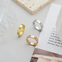 Classic Stainless Steel Cross with Zircon Love Rings for Women Men Couple Finger Ring Luxury Jewelry Wedding Party Gift