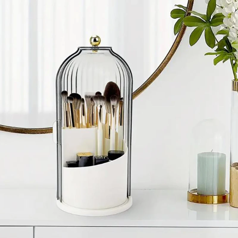 360 ° rotating dust-proof bathroom vanity storage box,toothbrush,toothpaste,makeup brush storage Luxury Cosmetic Organizer 2
