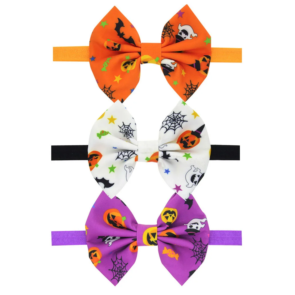 

3pcs Halloween Children Pumpkin Headband Elastic Bowknot Hair for Kids