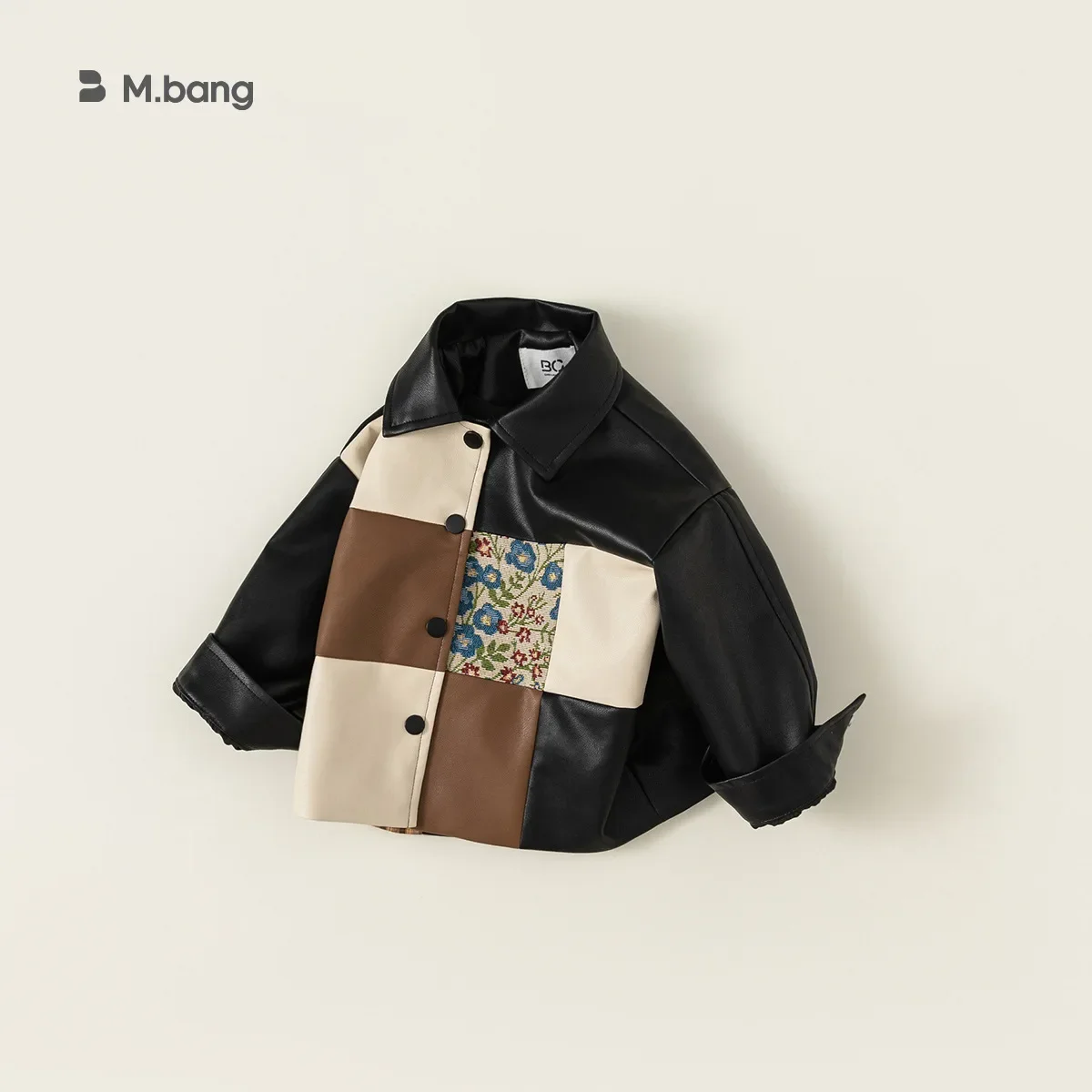 Coat Spring Autumn Childrens Clothing Boys Splicing Irregular Baby Leather Clothing Outerwear Turn Down Collar Waterproof