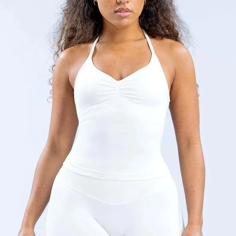 Gym Beautiful Open Back Bra Running Workout Halter Impact Longline Strappy Top Sports Yoga Vest Women's Fitness Tank Top Sports Bra Yoga Top Sports Tank