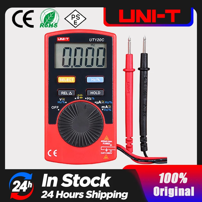 

UNI-T UT120C Pocket Size Stype Digital Multimeter Auto Range Tester DC AC Voltage Diode Mini Electrical Meters LCD Display