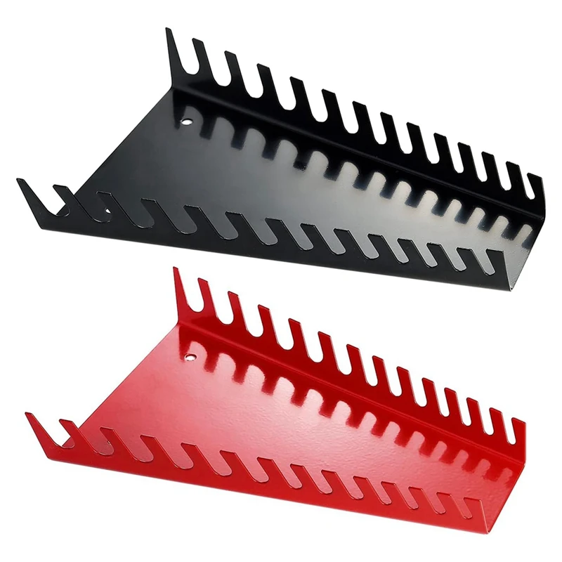 Metal Wrench Organizer Wall-Mounted Storage Solutions for Wrench 2 Piece 1 Red & 1Black