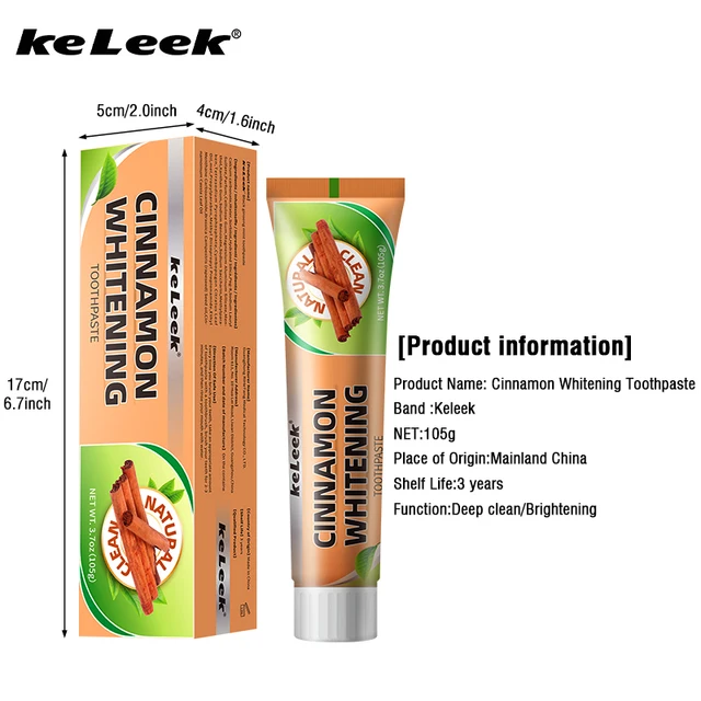 3packs Keleek Cinnamon Whitening Toothpaste Deep Cleaning Whitening Fresh Mint Breath , Protect Gums，Removes Oral Dental Stains 2