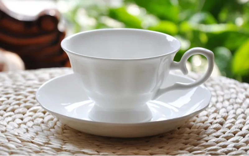 bone china plain white cup and saucer, porcelain tea cup with
