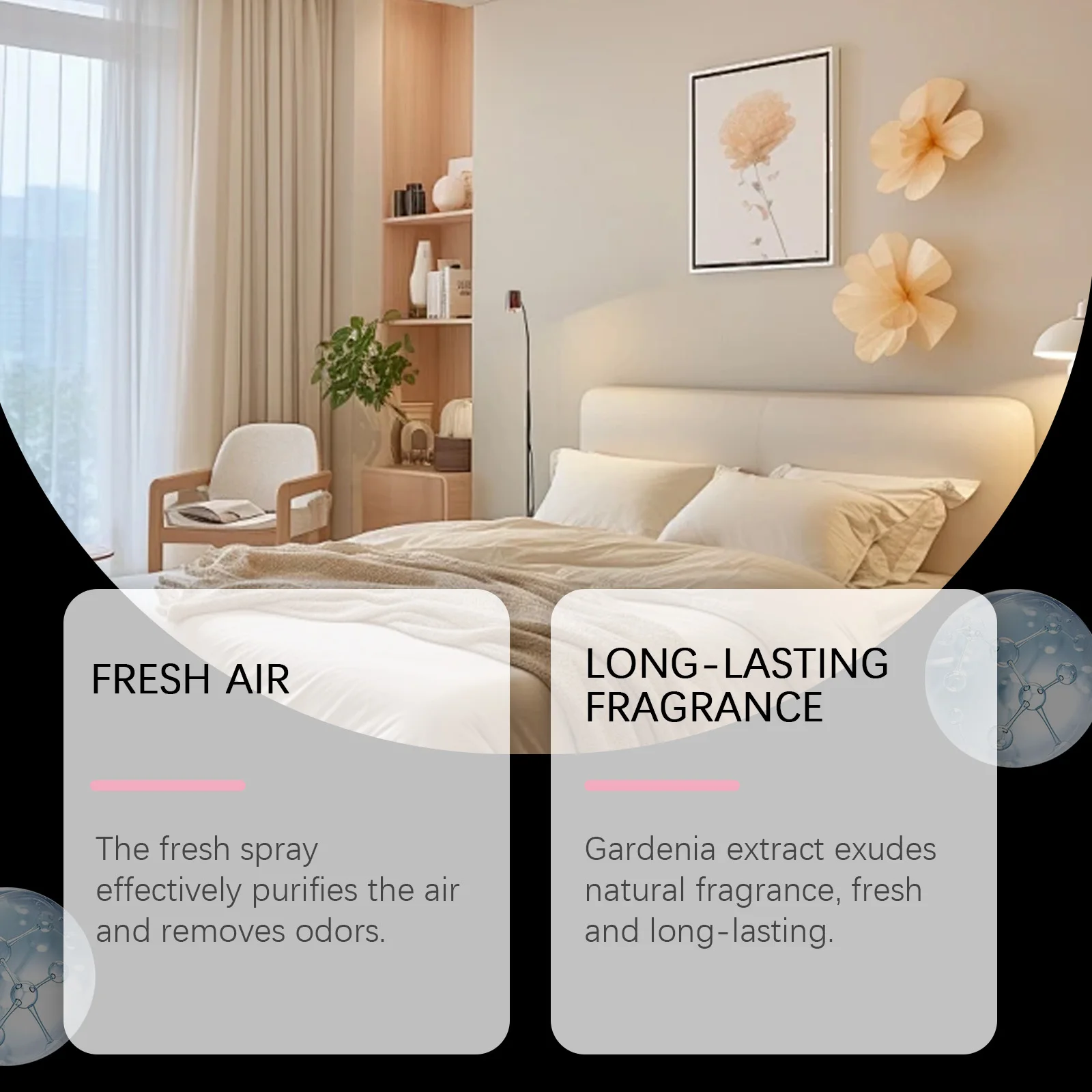 JAKEHOE Gardenia Deodorante per interni Spray Eliminatore di odori Fragranza a lunga durata Mantenere la stanza fresca Deodorante spray per ambienti 3