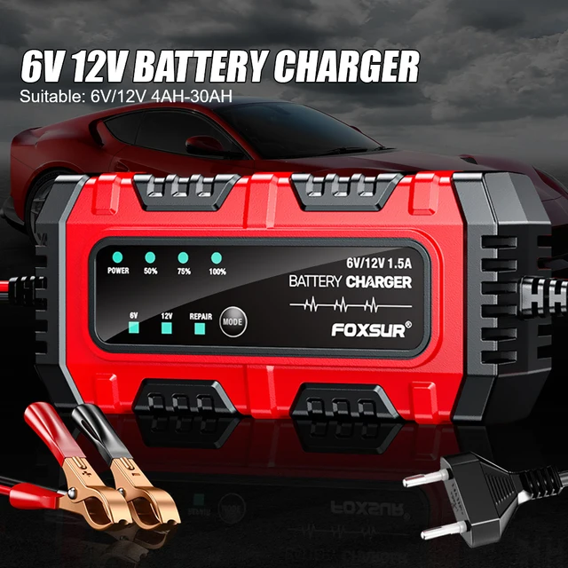 6V/12V 1.5A Multiple Protection Lead-Acid Battery Charger Car Motorcycle Battery Full Intelligent Intelligent Pulse Repair 1