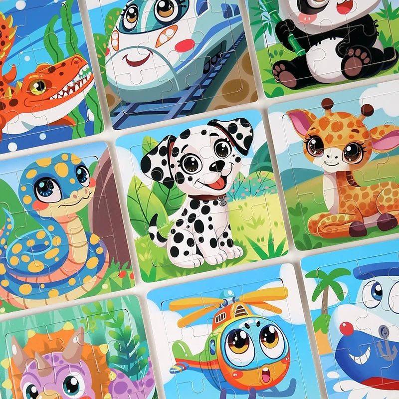 Children's Educational Wooden 3D Puzzle - Cartoon Animal & Traffic Themed
