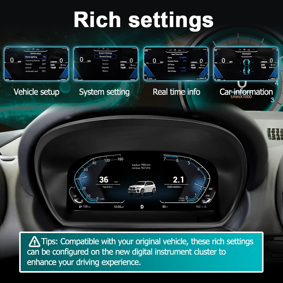 Kabelloses Carplay Android Auto LCD Digital-Armaturenbrett für BMW 1er Serie E87 E88 E87 E82 2006-2015 Tachometer Instrumentencluster BT – Detail 12