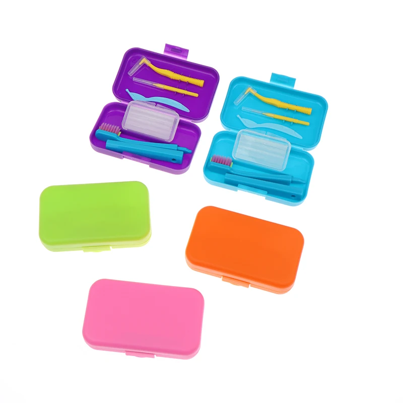 Orthodontic Oral Care Kit Portable Toothbrush Box Orthodontic Wax Foldable Toothbrush Interdental Brush Teeth Whitening Tool
