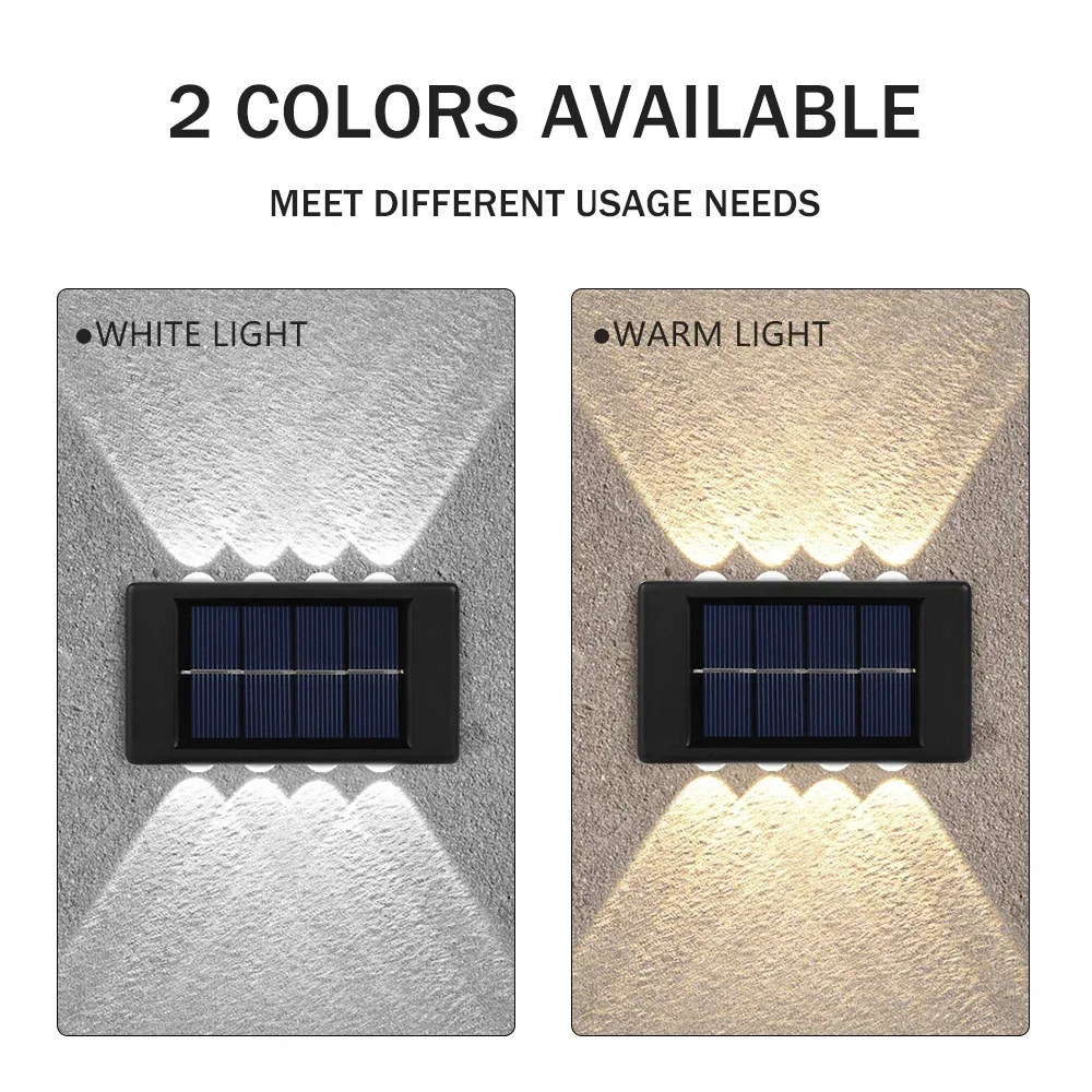 Description Picture 5 of itemChristmas10/8/6/4LED Solar Wall Lamp Outdoor Waterproof Up and Down Luminous Lighting for Garden Fence Decoration Sunlight Light
