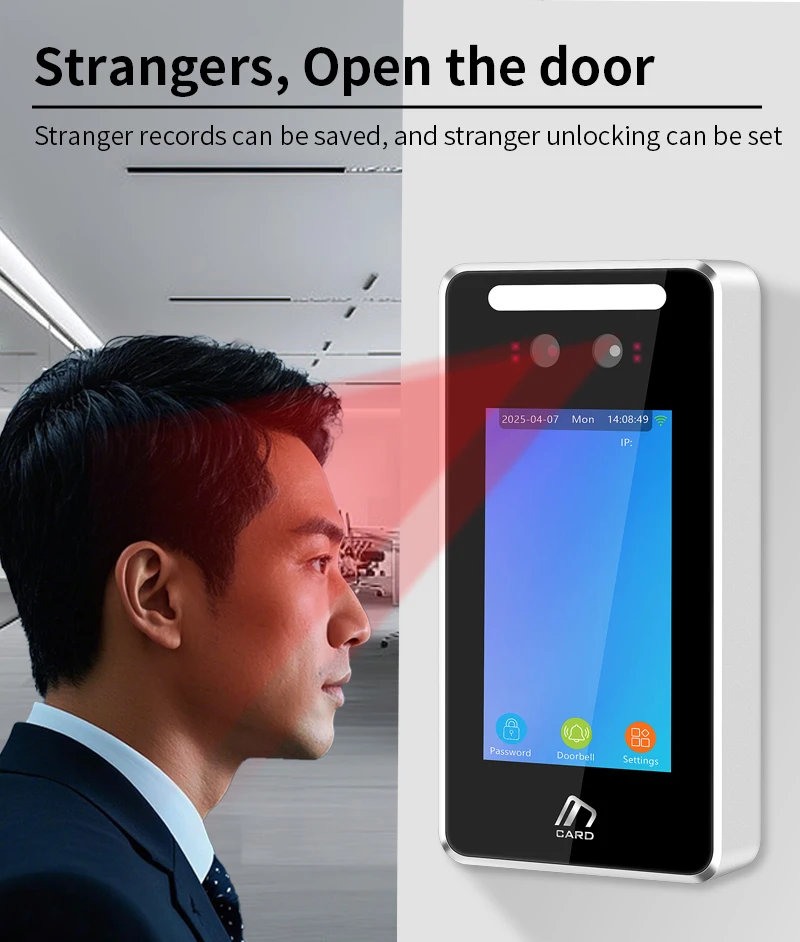 4 inch TCP/IP WIFI Dynamic Face Recognition Access Control Attendance Machine Fi