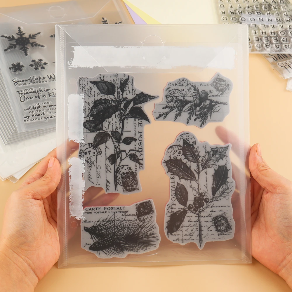 File Folders 10-50Pcs Storage Pockets Envelopes Plastic Folder Bags for Storaging Dies Stamps Organizer Holders 19.3X23.9Cm Transparent Bags