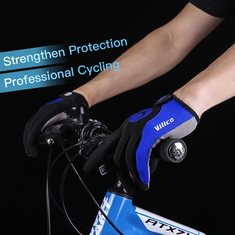 Kyncilor Outdoor Bicycle Anti slip and Sweatproof Long Finger Gloves Breathable and Shock Absorbent Sports Mountain Bike Gloves 4