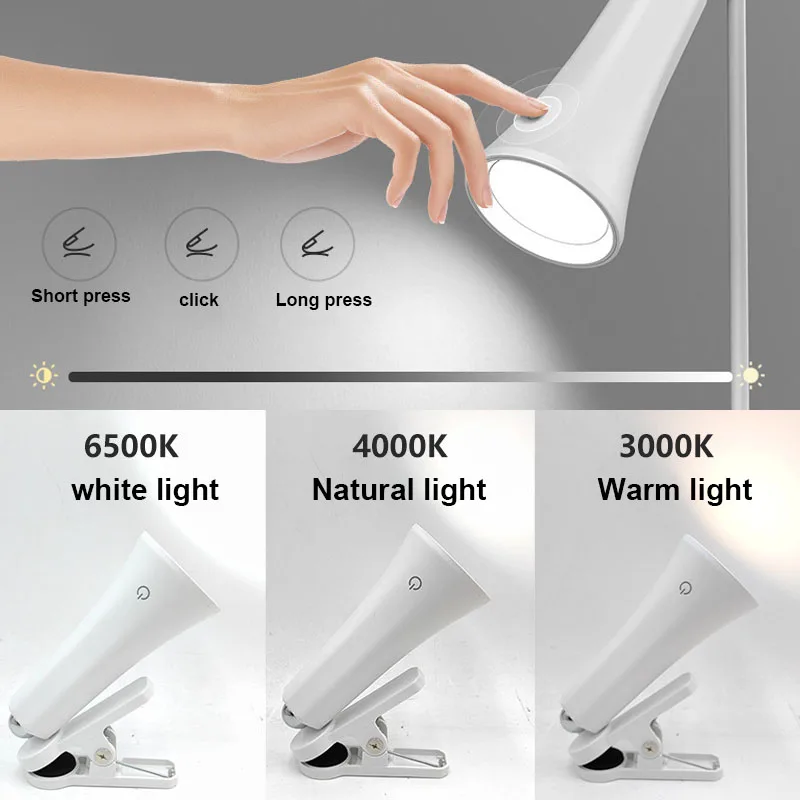 Multi-functional Led Table Tamp Wall Clip Emergency Night Light 4-in-1 Writing Reading Light  Bedroom Bedside Lamp USB Charging 4