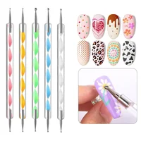 5Pcs/Set Nail Art Pen Dual-ended Silicone Flower Sculpture Pen Acrylic Adjustable Glue Handle Embossing Pen Dotting Brush Tools 1