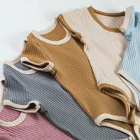 0-24M Unisex Cotton Triangle Climbing Suit Baby Clothing Romper Fashion Color Contrast Romper 1