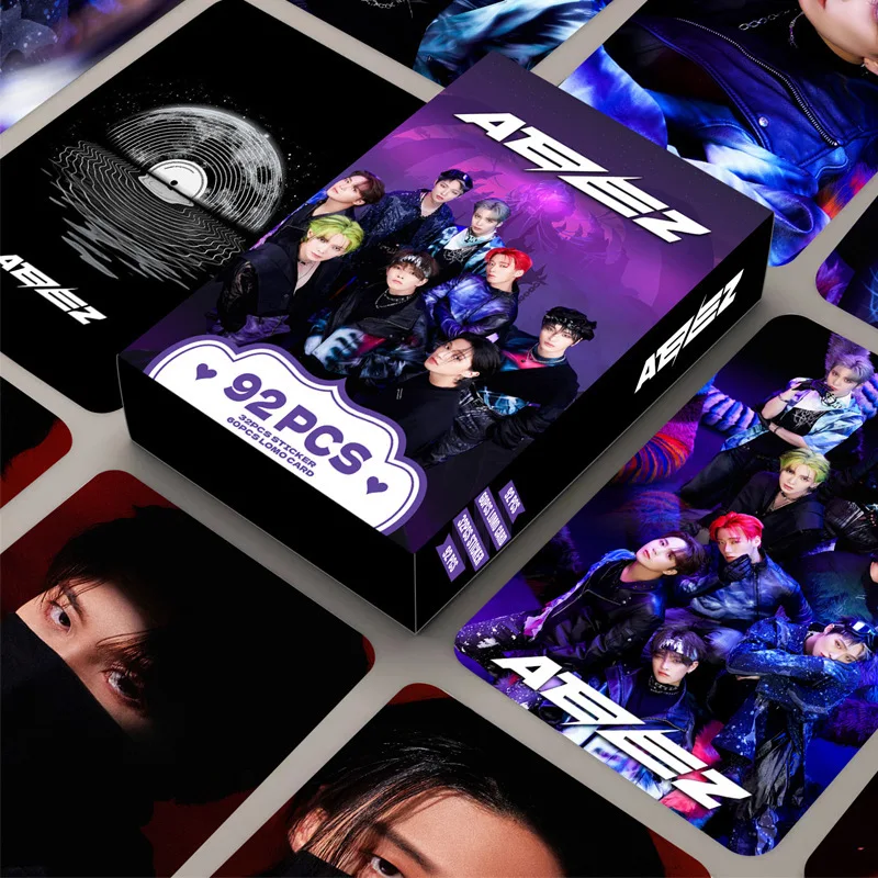 92pcs/set KPOP ATEEZ Lomo Cards Photo Stickers HD Double Sided Photocard JongHo Yunho YEOSANG San Fans Gift