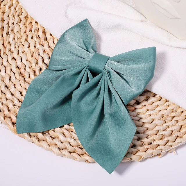 New Sweet Bow Hairpins Solid Color Bowknot Hair Clips For Girls Satin Butterfly Barrettes Duckbill Clip Kids Hair Accessories 15