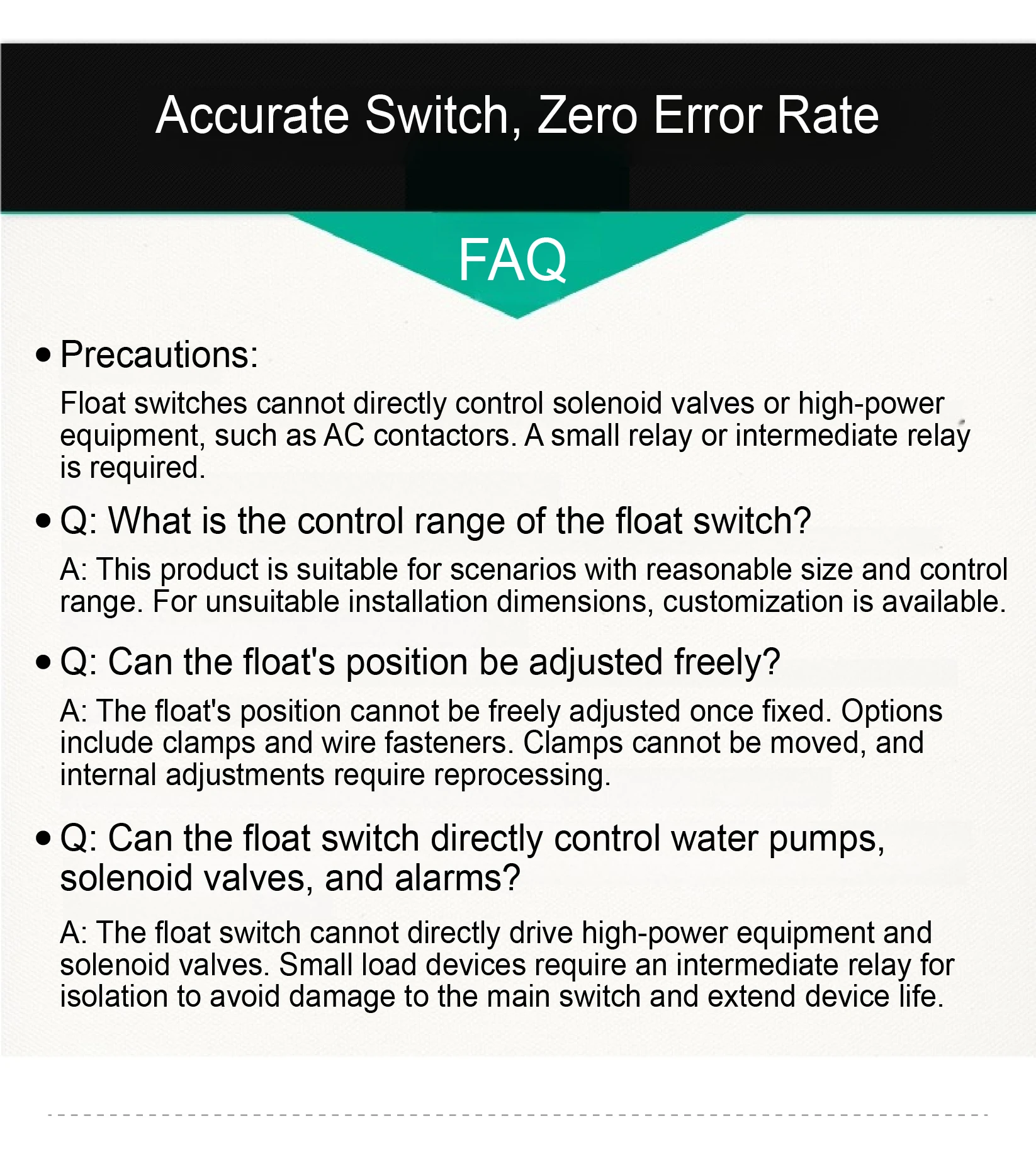 PP Float Level Switch Liquid Sensor Plastic Water Tank Acid Alkali Corrosion Res
