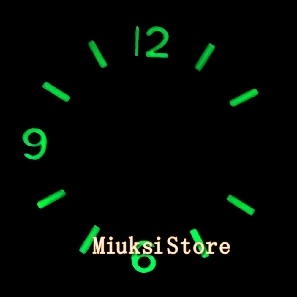 Luminous Green and Black Watch Dial with Blue Accents - 29mm