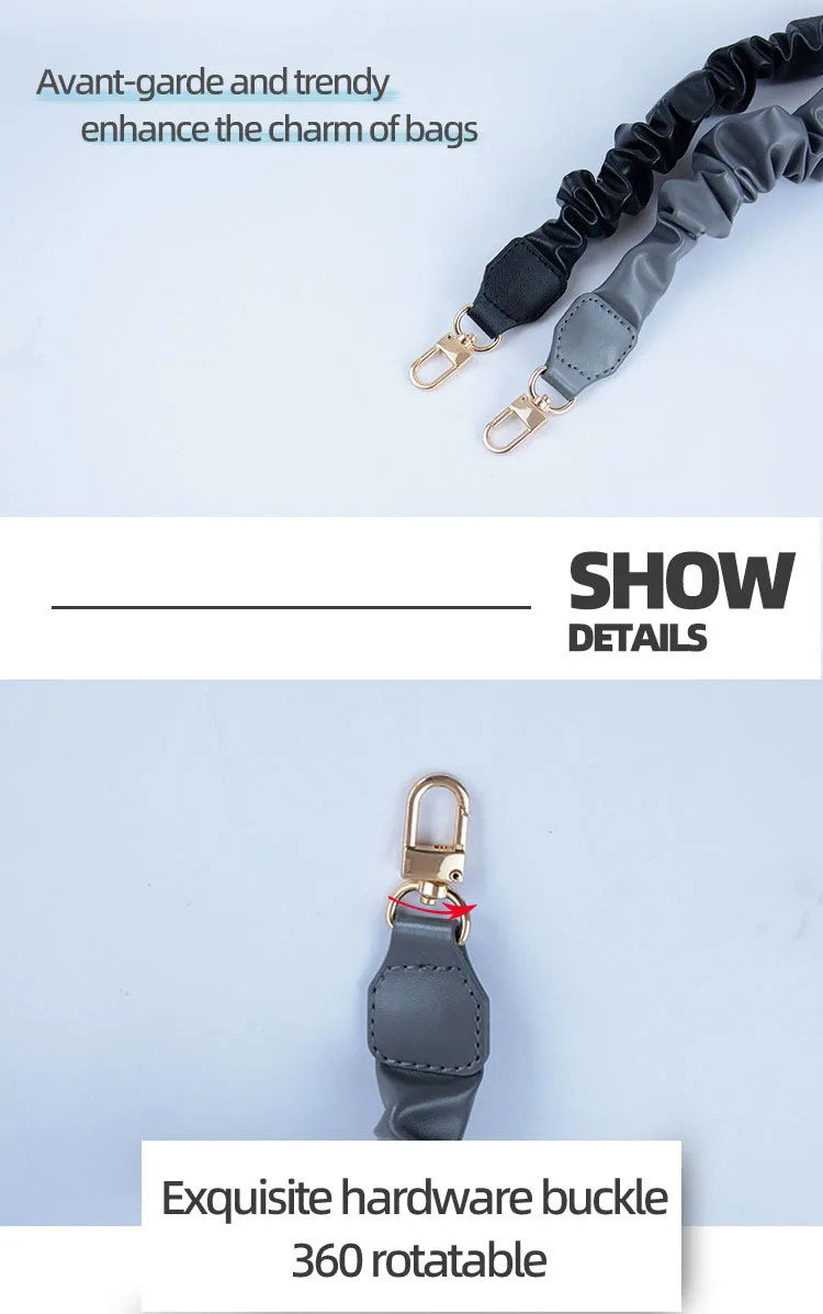 New Wrinkled Bag Leather Pleated Straps Short Long Folds Handles Shoulder Underarm Strap Replacements Crossbody Bag Accessories
