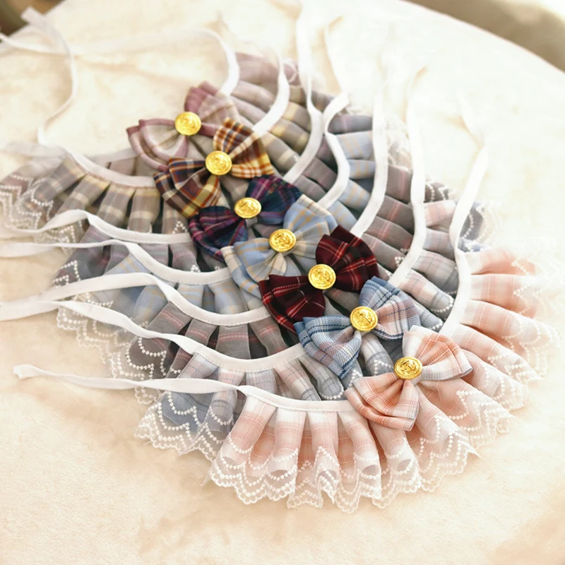 1PC Cute Pet Lace Bib Saliva Towel With Bow Lattice Flower Cat Dog Pet Necklace Decoration Collar Bandana Pet Accessories Hot 4