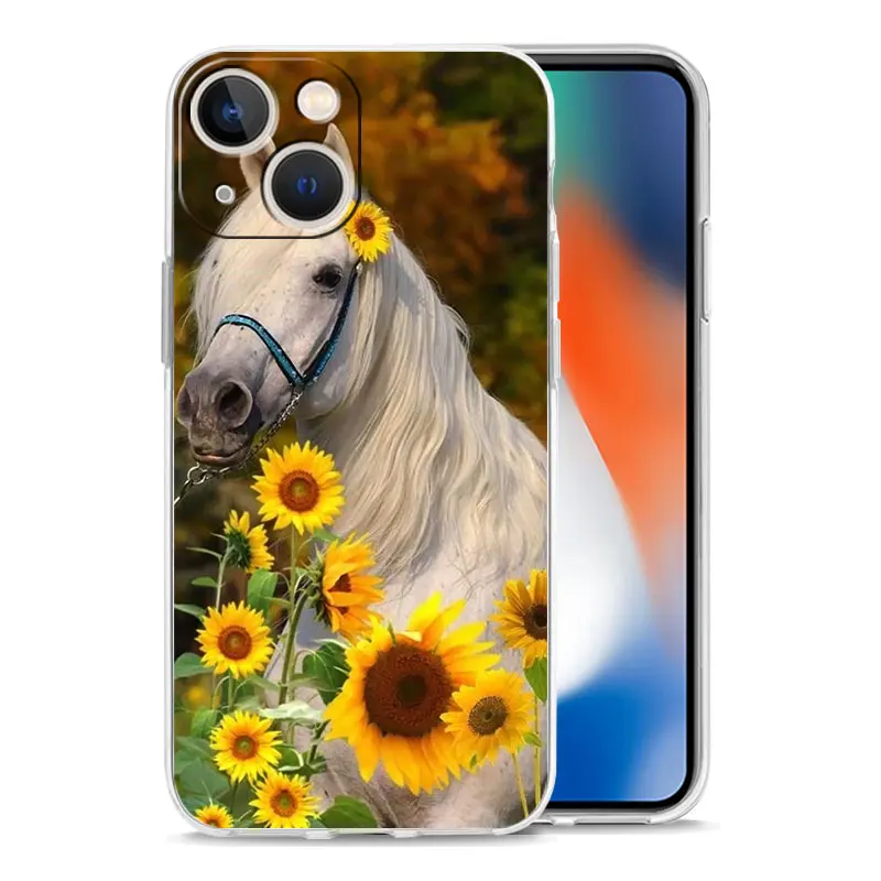 Elegant Horse Design Clear Phone Case Cover