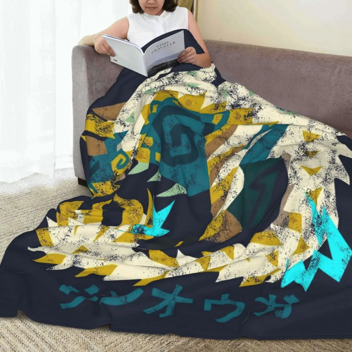 Monster Hunter World Iceborne Zinogre Kanji Blanket Fleece Super Soft Sofa Throw Blankets For Home Travel Throws Bedspread Quilt 5