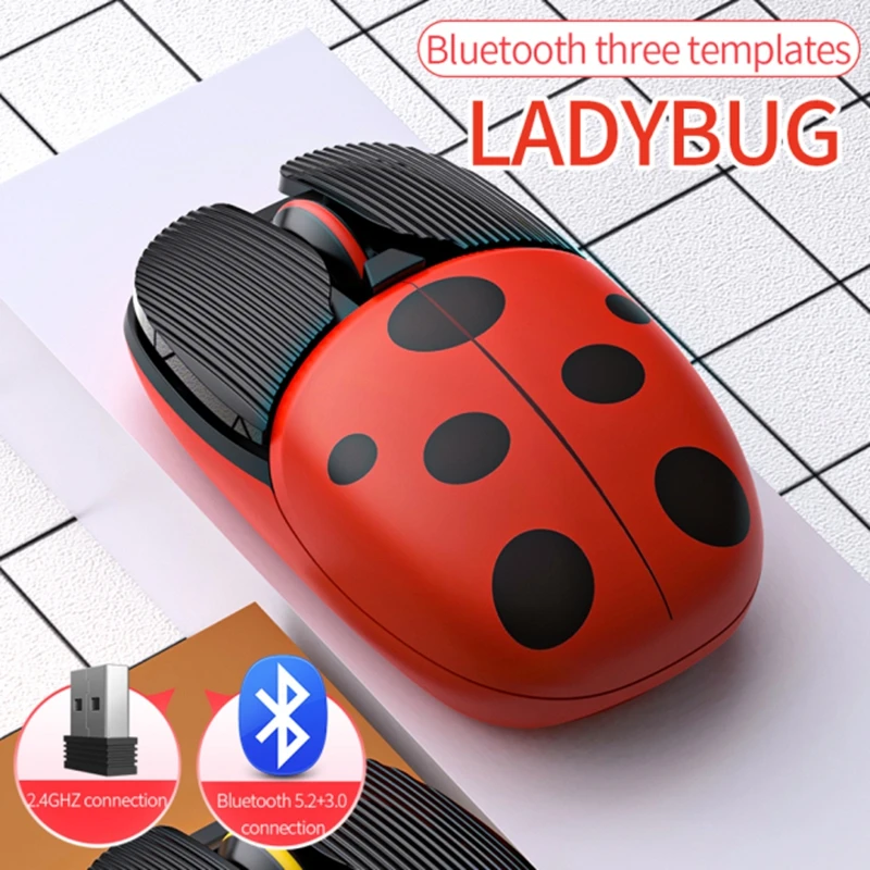 Wireless Bluetooth Mouse Cute Mouse Dual Mode Rechargeable Type-C Silent 2.4G USB Gaming Mute Mice for Laptop PC Girl Gift New 